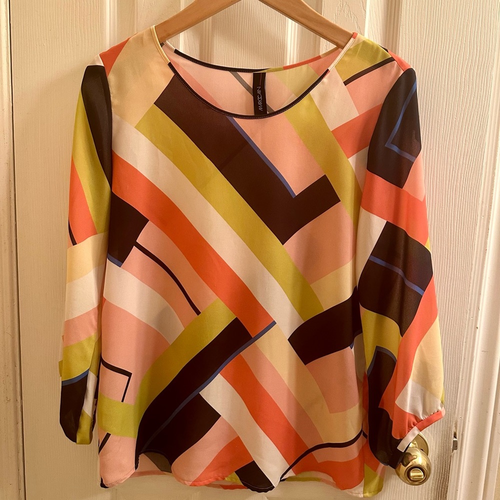 Marc Cain colour block summer blouse - size S